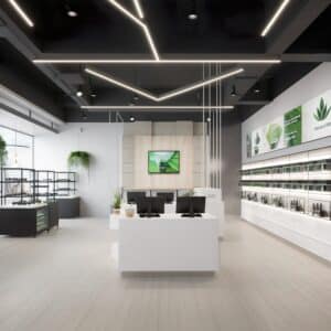 Cannabis Marijauana dispensary open floorpan
