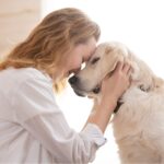 Woman with her emotional support dog