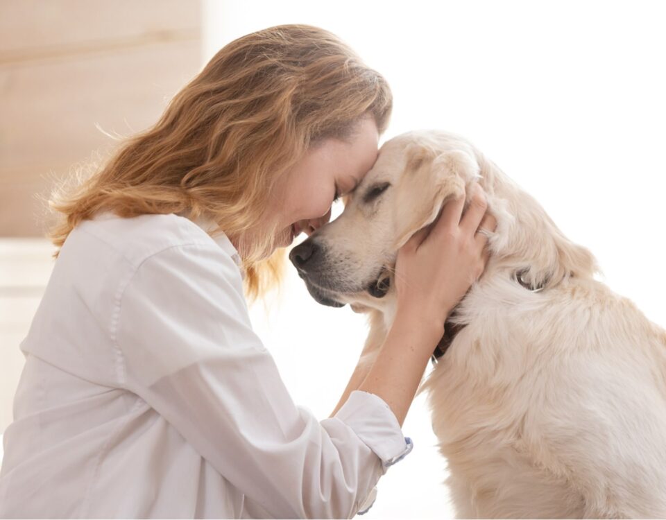 Woman with her emotional support dog