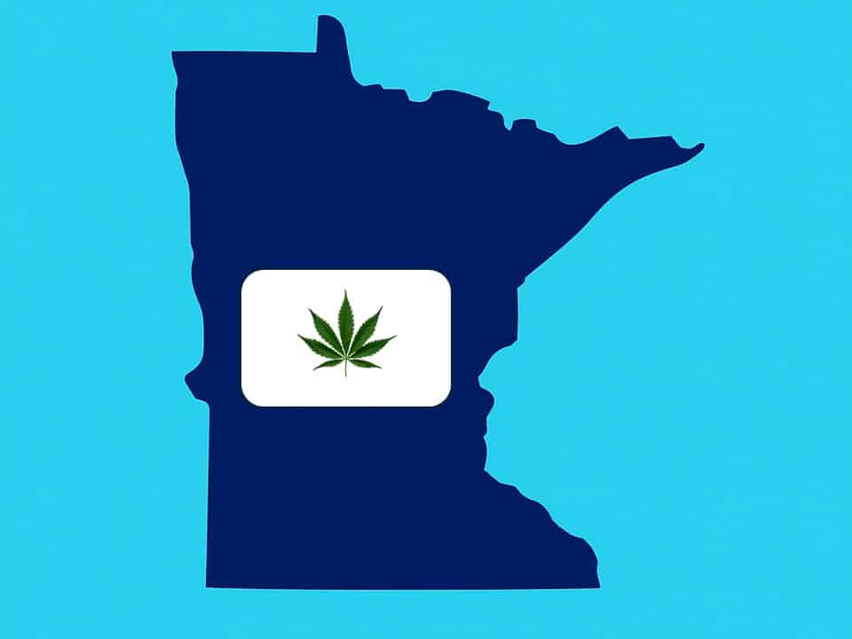 map of minnesota with cannabis leaf overlay