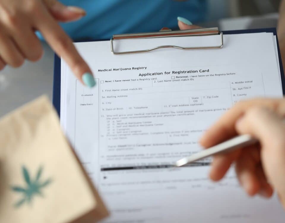 Patient filling out an application for Ohio medical marijuana card